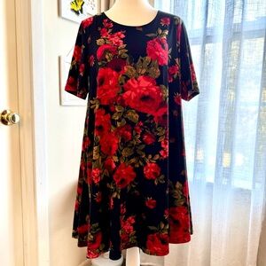 Rolla Costa Black & Red Romantic Rose Stretchy Top/Dress Size Large